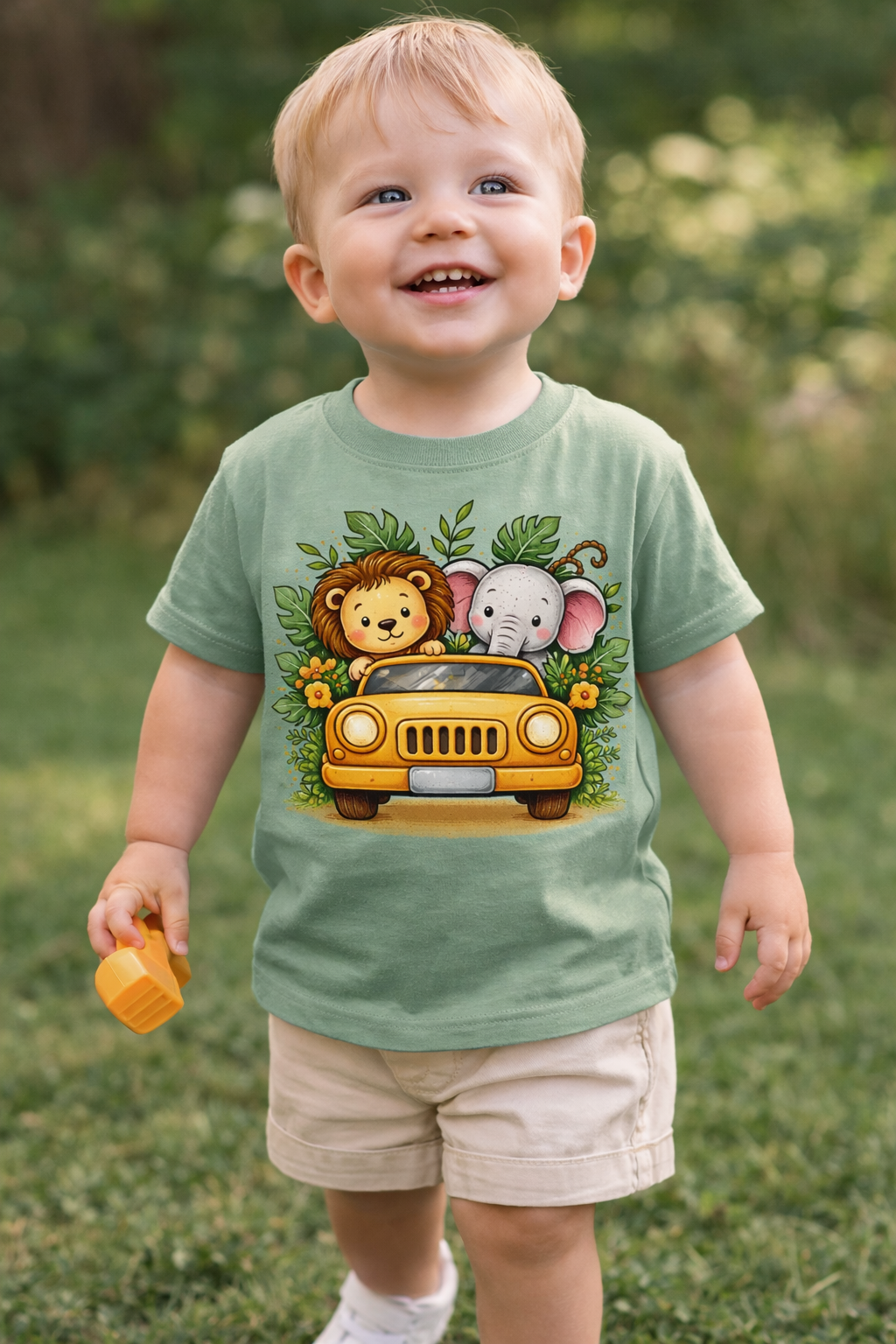Safari Animal Jeep Toddler Shirt, Cute Lion Elephant Kids Tee, Jungle Adventure Toddler Girl Outfit, Baby Girl Graphic Tee
