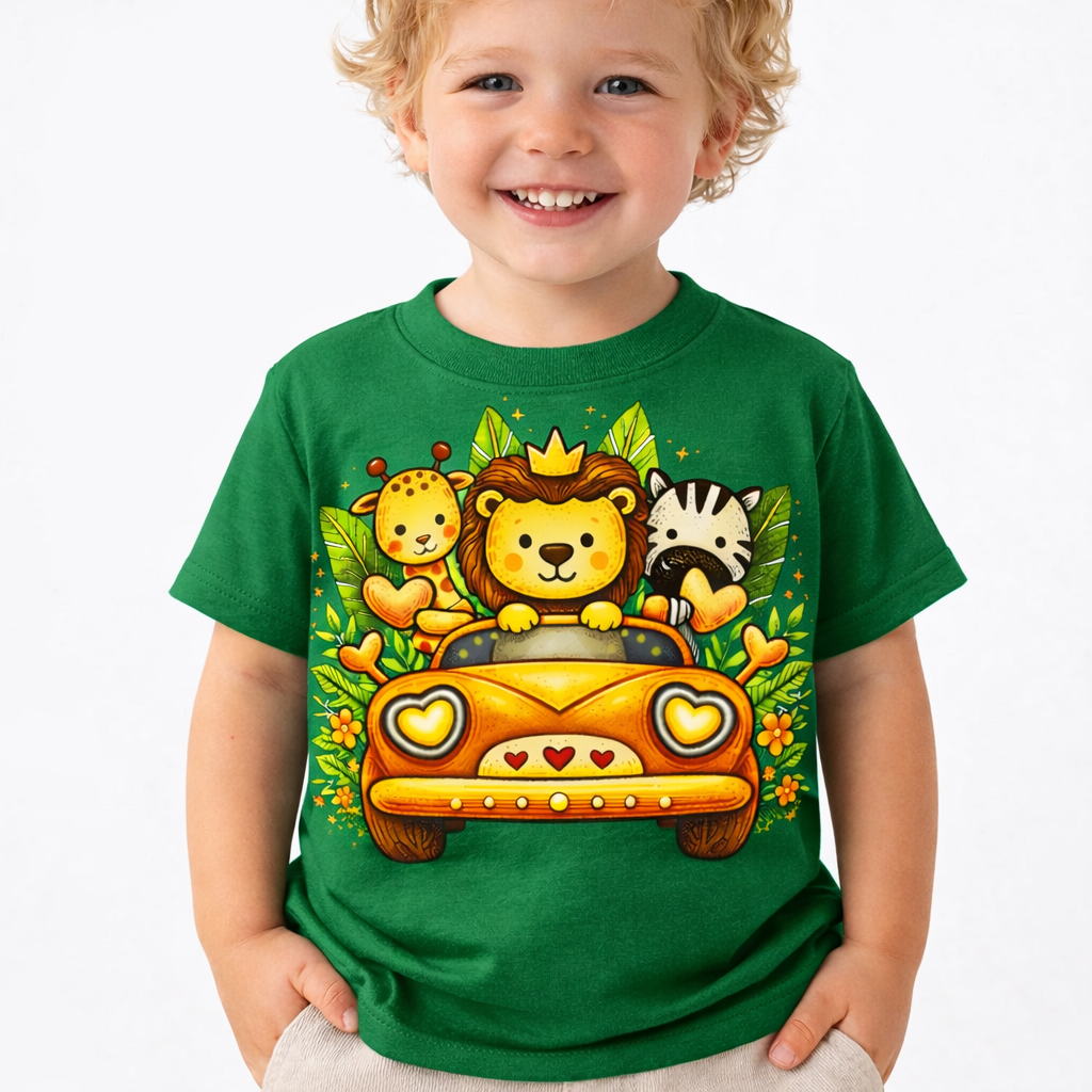 Safari Animal Toddler T-Shirt – Cute Lion, Giraffe & Zebra Kids Tee | Soft Jungle Shirt for Boys & Girls