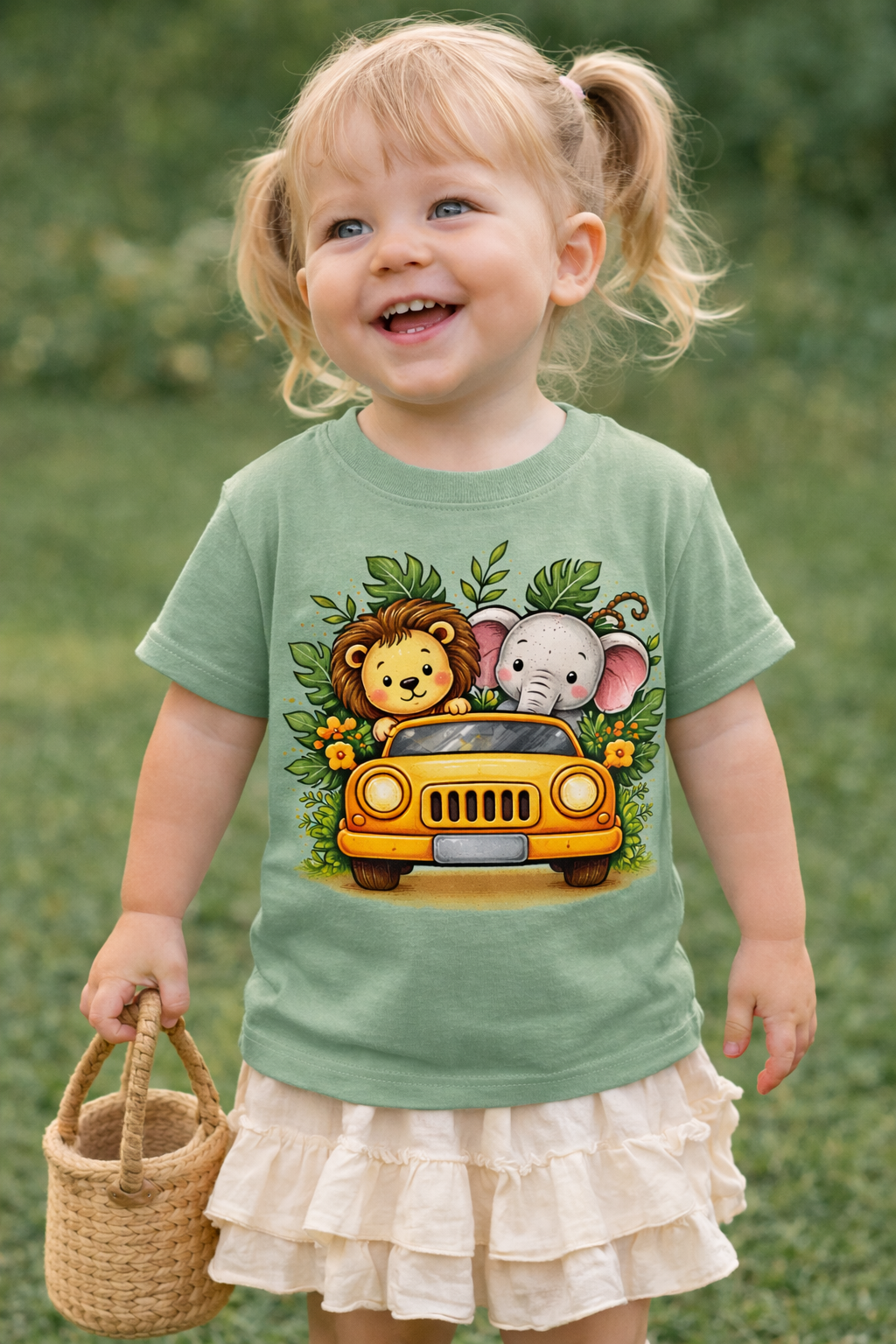Safari Animal Jeep Toddler Shirt, Cute Lion Elephant Kids Tee, Jungle Adventure Toddler Girl Outfit, Baby Girl Graphic Tee