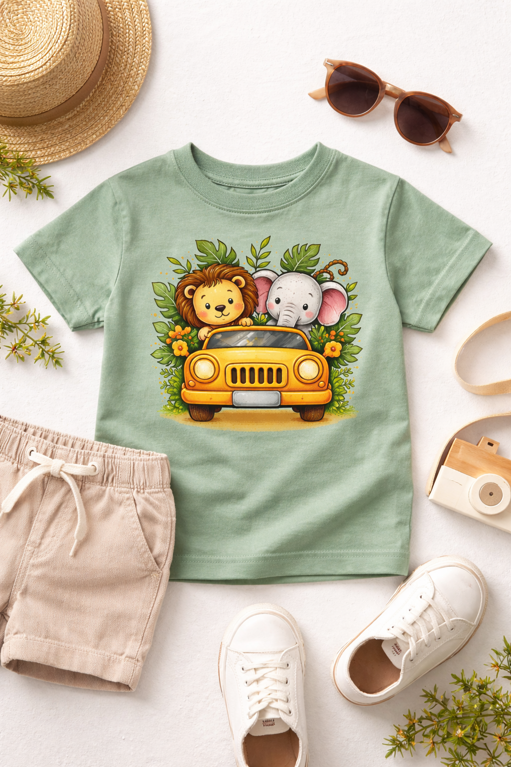 Safari Animal Jeep Toddler Shirt, Cute Lion Elephant Kids Tee, Jungle Adventure Toddler Girl Outfit, Baby Girl Graphic Tee