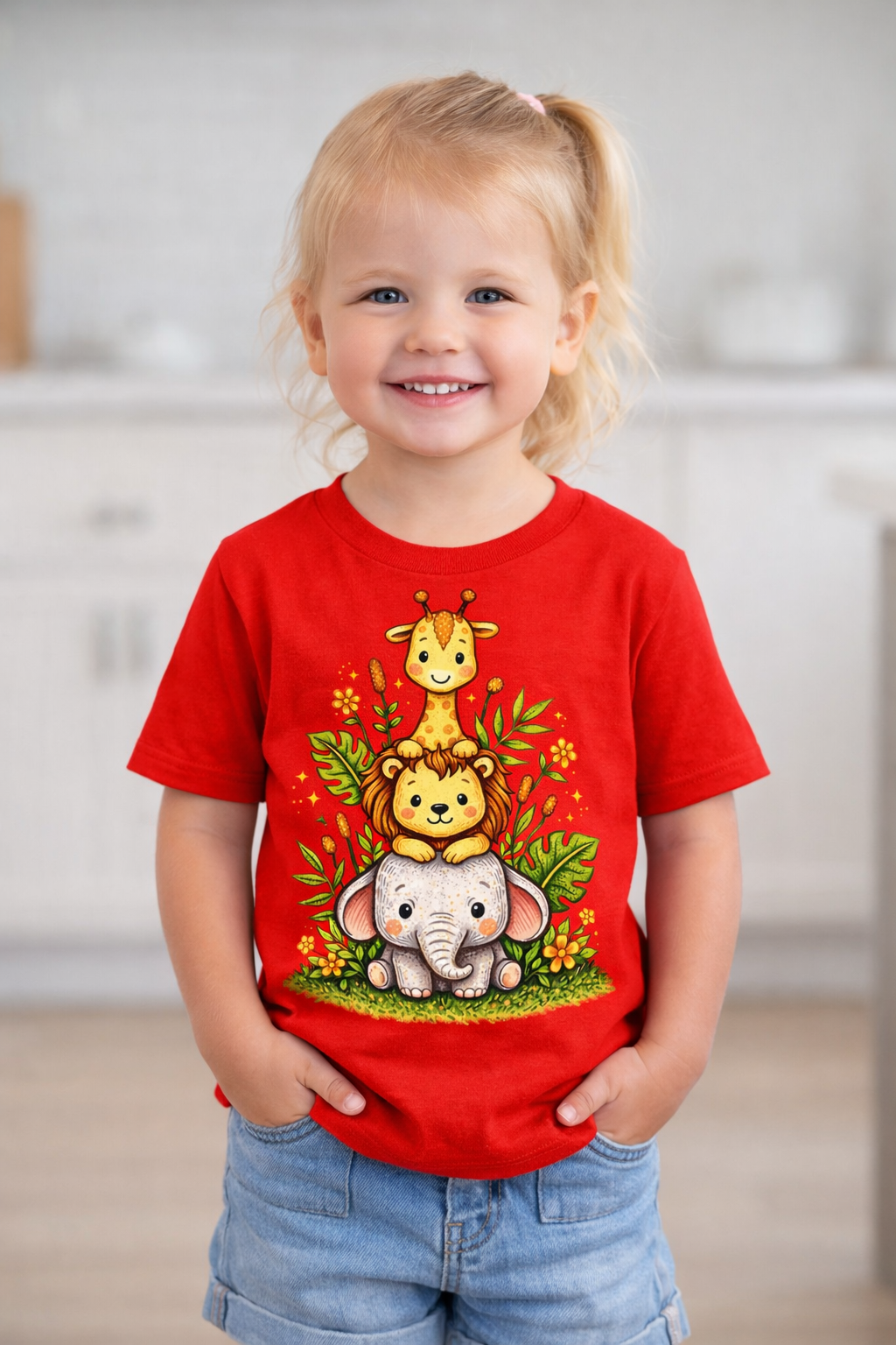 Safari Animal Toddler Shirt | Giraffe Lion Elephant Kids Tee | Cute Jungle Shirt | Retro Storybook Toddler Outfit | Gift for Boys Girls