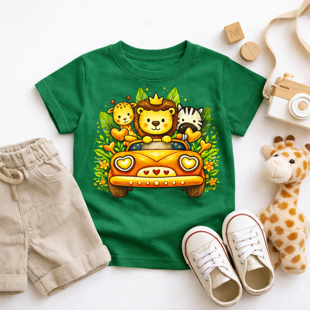 Safari Animal Toddler T-Shirt – Cute Lion, Giraffe & Zebra Kids Tee | Soft Jungle Shirt for Boys & Girls